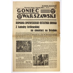 GONIEC Warszawski. Sonderausgabe. Beerdigung von R. Dmowski.