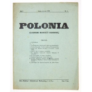 POLONIA. Czasopismo Młodzieży Narodowej. R. 1, nr 1: I 1919.