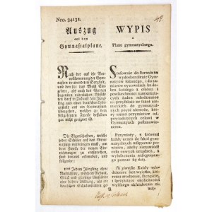 WYPIS Planu gymnazyalnego. 1804.