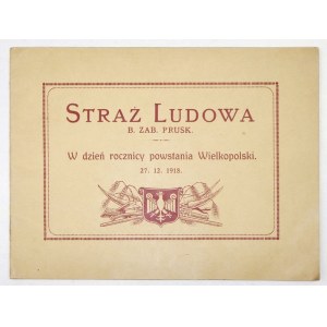 STRAŻ Ludowa b. zab. prusk. W dzień rocznicy powstania Wielkopolski. 27. 12.1918. Poznań [1919]. Nakł....