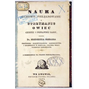 SCHMALZ F. – Nauka o chowie, pielęgnowaniu i utrzymaniu owiec. 1834.