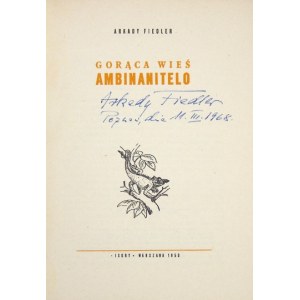 FIEDLER A. - Gorąca wieś Ambinanitelo. 1953. Dedykacja autora.