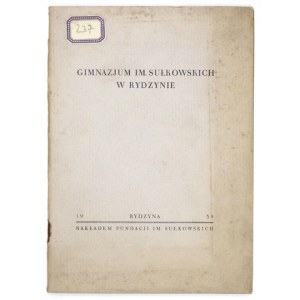 Sulkowski-Gymnasium in Rydzyna. Rydzyna 1934. die Sulkowski-Stiftung. 8, s. 28, [3]....