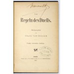BOGLAR Franz von - Die Regeln des Duells. Fünfte vermehrte Auflage. Wien 1895. L. W. Seidel & Sohn. 16d, s. VI, [2],...