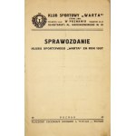 Sports CLUB Warta in Poznań. Report of the Sports Club Warta for the year 1937. Poznań 1938. druk. L. Misiak. 8,...