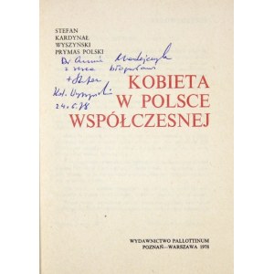 S. WYSZYŃSKI - Kobieta w Polsce współczesnej. 1978, mit einer Widmung des Autors.