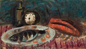Zygmunt Menkes, MARTWA NATURA Z&nbsp;RYBĄ I&nbsp;BUDZIKIEM, 1929