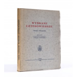 CHAJJAM Omar - Wybrane czterowiersze [tłum. Andrzej Gawroński], Lwów 1935 [dedykacja]