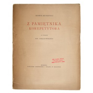 SIENKIEWICZ Henryk - Z pamiętnika korepetytora. Kraków, 1926