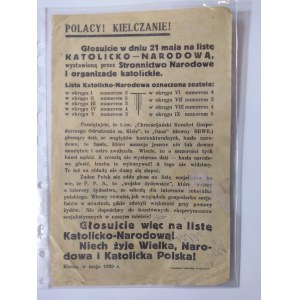 Kielce. Ulotka nawołująca do głosowania w wyborach - maj 1939 r.