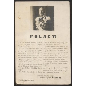 Polacy! Odezwa Naczelnego Dowódcy Armii Rosyjskiej 1914 r.