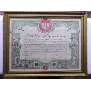 Circle. Diploma of the Office of the Elders of the Butcher's Craft Assembly, dated 6.01.1927.