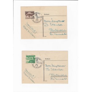 Dwie Karty Pocztowe ze stemplami z okazji Dnia Znaczka Pocztowego 1940 r.