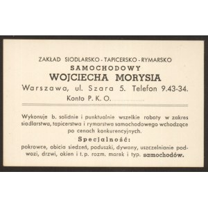 Warsaw.Advertising leaflet of the Saddlery-Tapering-Rymar Workshop.