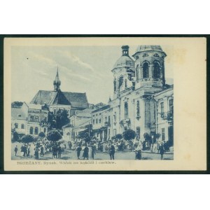 Brzeżany, Rynek. Widok na kościół i cerkiew