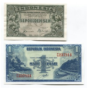Indonesia 10 Sen & 1 Rupee 1947 - 1953