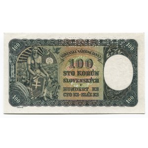 Slovakia 100 Korun 1940 - 1945 Specimen
