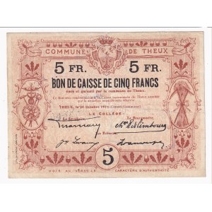 Belgium Commune De Theux 5 Francs 1914