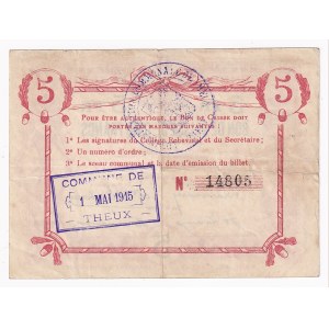 Belgium Commune De Theux 5 Francs 1914