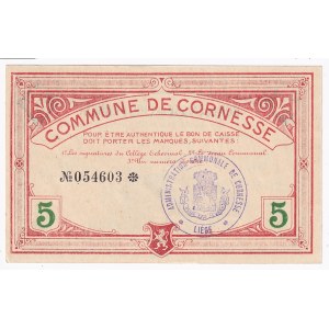 Belgium Commune De Cornesse 5 Francs 1915
