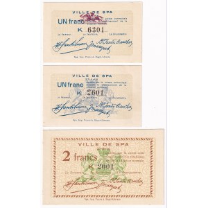 Belgium Ville De Spa 1 - 1 - 2 Francs 1916