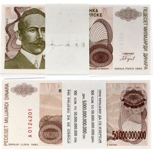 Bosnia & Herzegovina Original Bundle with 100 Banknotes of 50000000000 Dinara 1993