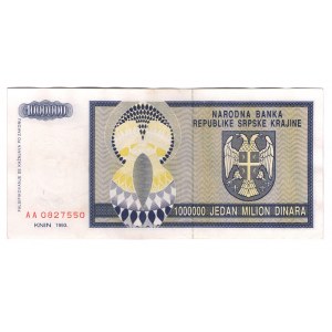 Croatia Krajina 1000000 Dinar 1993