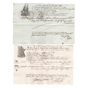 France 2 Customs Documents 1818 - 1820