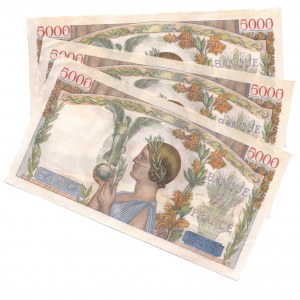 France 5000 Francs 1942 3 Consecutive