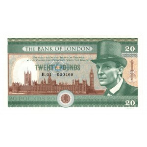 Great Britain The Bank of London 20 Pounds 2016 Souvenir