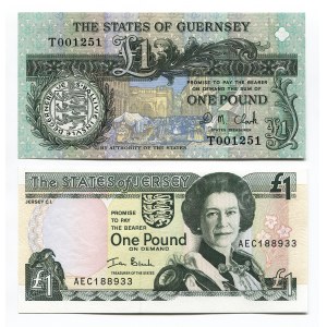 Guernsey & Jersey 2 x 1 Pound 1991 - 2000