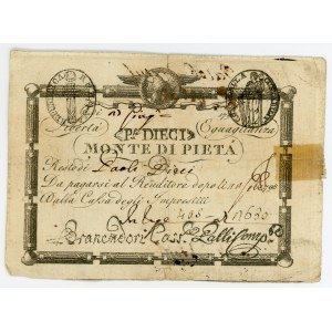 Italian States Prima Repubblica Romania 10 Paoli - 100 Bajocchi 1798