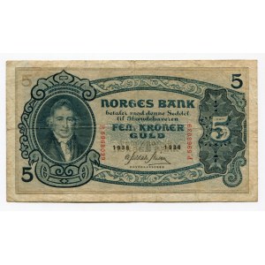 Norway 5 Kroner 1936