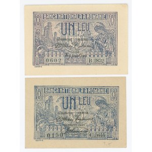 Romania 2 x 1 Leu 1916 & 1920
