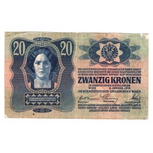 Romania Austrian Occupation 20 Kronen 1919