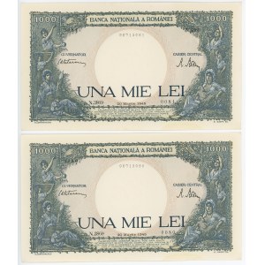 Romania 2 x 1000 Lei 1941 With Consecutive Numbers
