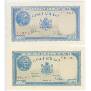 Romania 2 x 5000 Lei 1943 & 1945