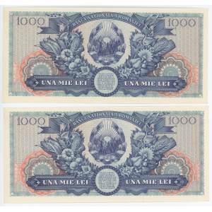 Romania 2 x 1000 Lei 1948 With Consecutive Numbers