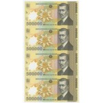 Romania 4 x 500000 Lei 2000 Uncutted Sheet of Notes