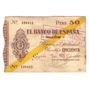 Spain Gijon 50 Peset 1936
