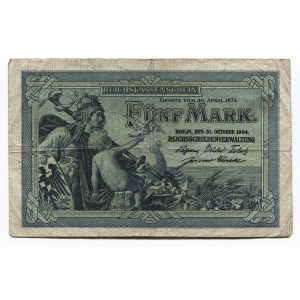 Germany - Empire 5 Mark 1904 Imperial Treasury Note