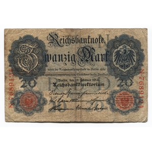 Germany - Empire 20 Mark 1914 Imperial Banknote