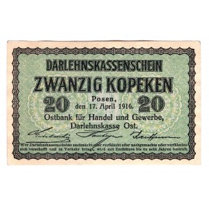 Germany - Empire Posen Occupation 20 Kopeks 1916