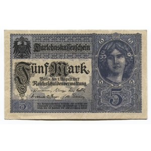 Germany - Empire 5 Mark 1917 Darlehnskassenschein
