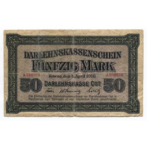 Germany - Empire Kowno 50 Mark 1918 Darlehnskasse Ost