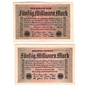 Germany - Weimar Republic 50 Million Mark 1923 2 Pieces