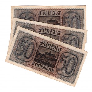 Germany - Third Reich 50 Reichsmark 1940 - 1945 3 Pieces