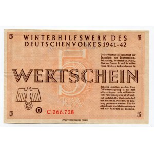 Germany - Third Reich Winterhilfswerk 5 Reichsmark 1941 - 1942 (ND)