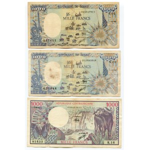 Central African Republic 3 x 1000 Francs 1981 - 1990