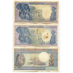 Central African Republic 3 x 1000 Francs 1981 - 1990